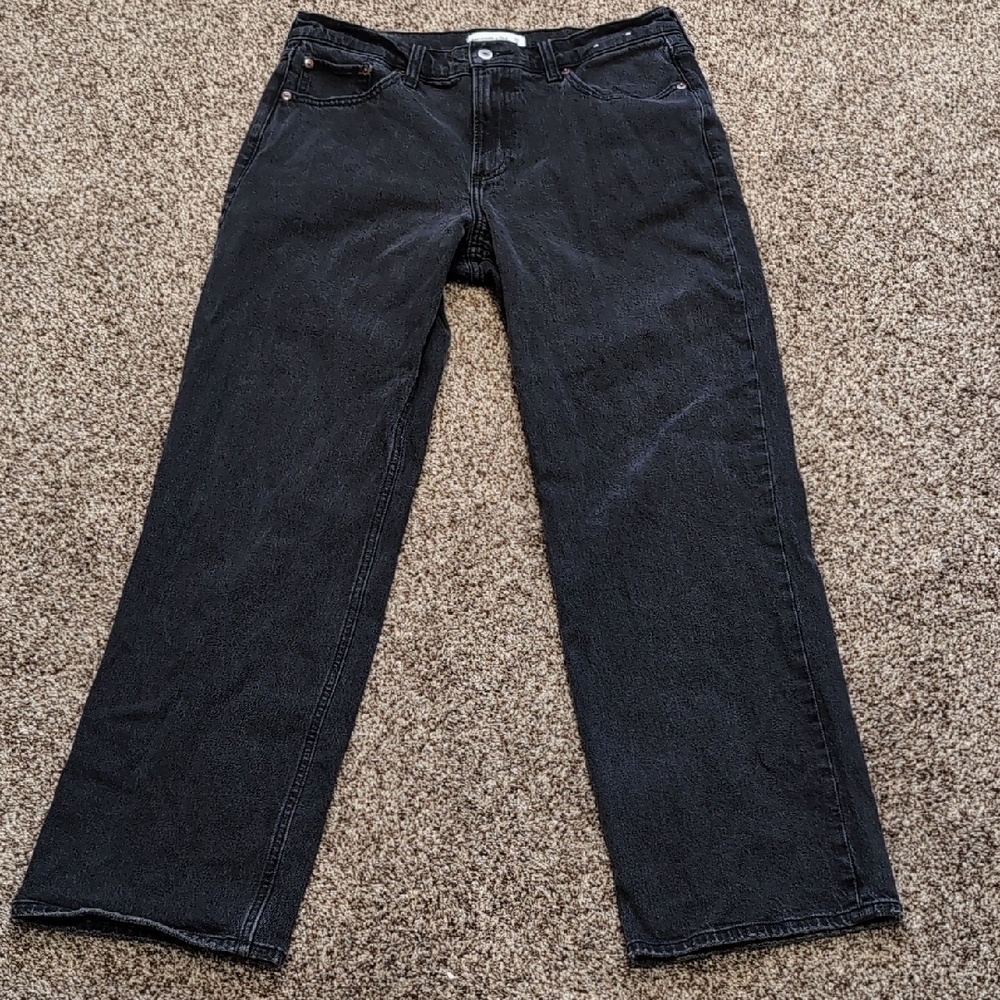 Abercrombie And Fitch The Baggy Low Rise Black Denim Jeans Women's Size 29